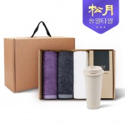 송월타올 리빙 기프트세트 3 (프리미엄뱀부180g 3P + 커피텀블러630ml 1P)